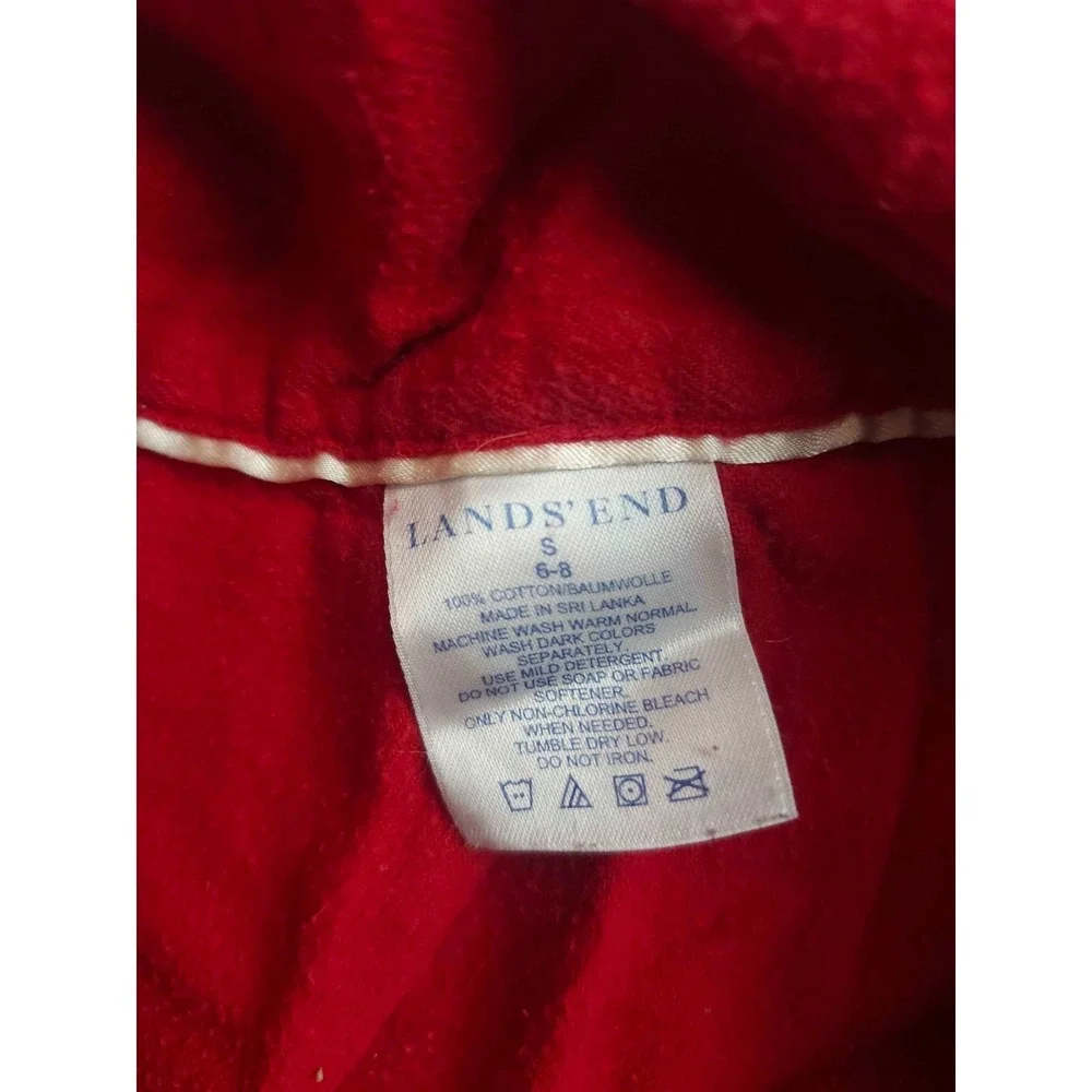 Lands'‎ End Nightgown Pajamas Womens Small 6-8 Red Long Sleeve Sleepwear Cotton